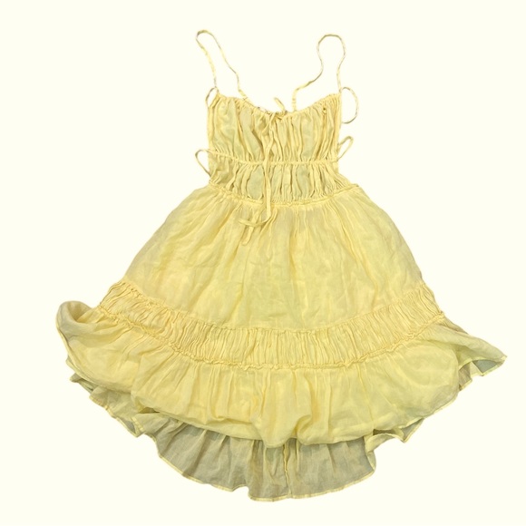 Free People Dresses & Skirts - Free People Taking Sides Yellow Ruffled Mini Dress